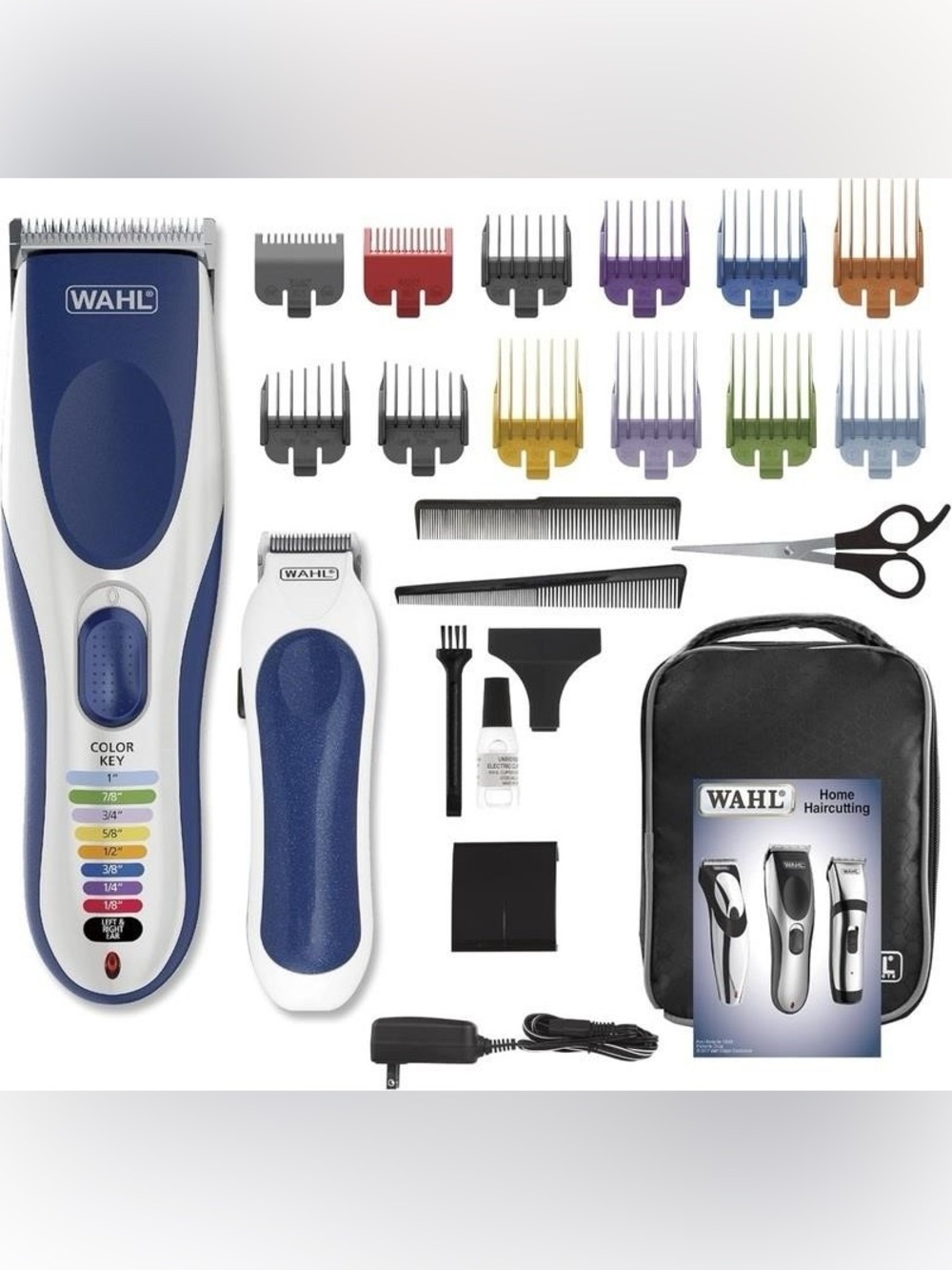 Wahl Blue and White Men’s Grooming Set with Colored Guide Combs